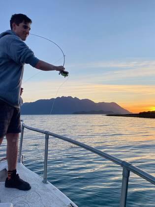 Casting a line at golden hour
