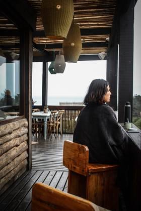 A quiet morning on the lodge deck