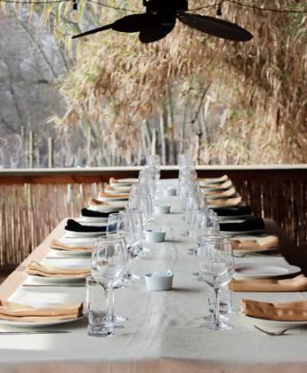 A long table set for the whole group